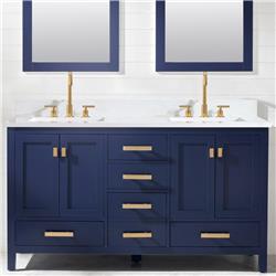 42.37 cu. ft. Bath Vanity - Blue - 60in. - Carrara Marble Top
