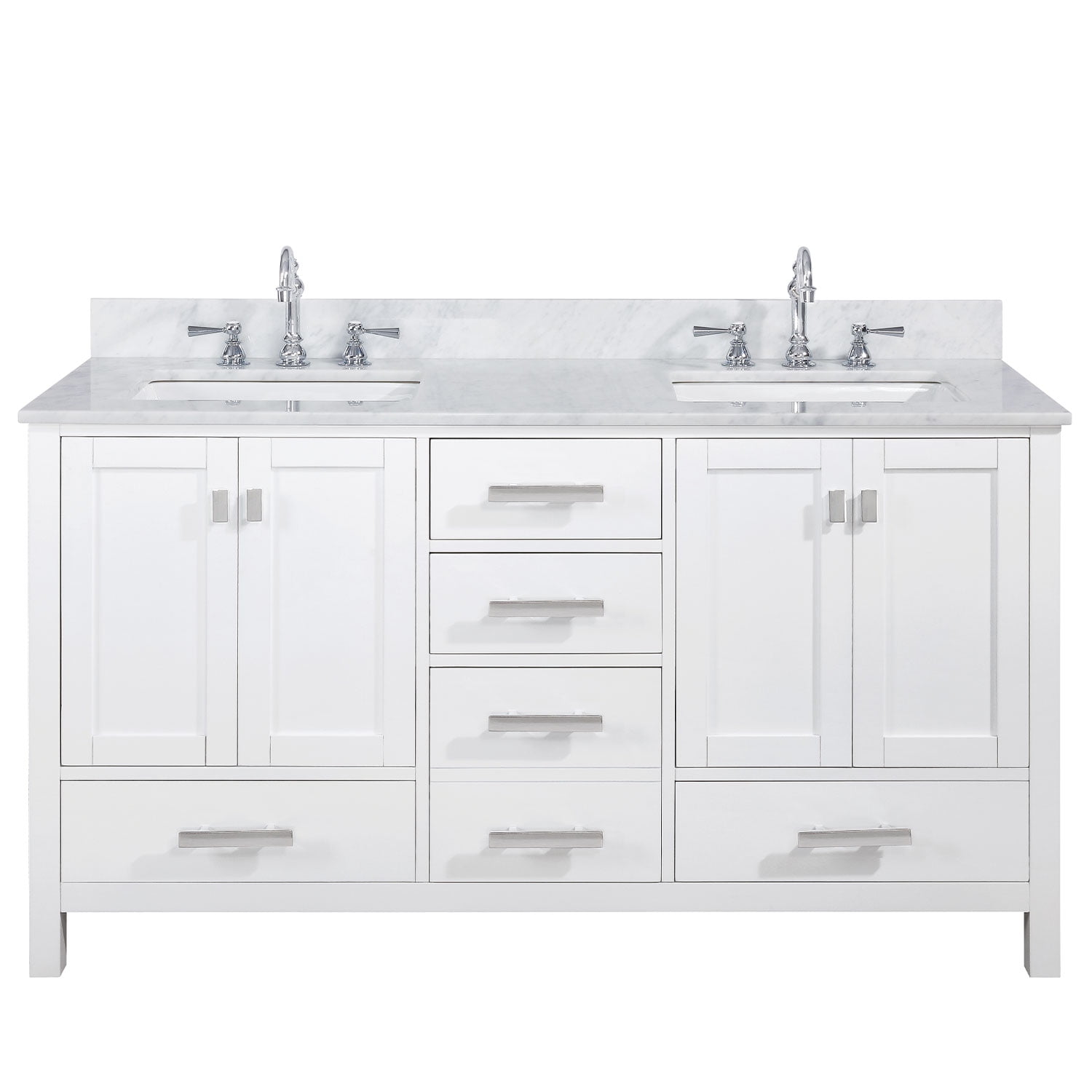 42.37 cu. ft. Valentino Bath Vanity with Carrara Marble Vanity Top & Basin, White