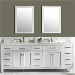 V01-84-WT 58.26 cu. ft. Valentino Bath Vanity with Quartz Vanity Top & Basin, White