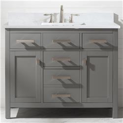 30.45 cu. ft. Valentino Bath Vanity with Carrara Marble Vanity Top & White Basin, Gray