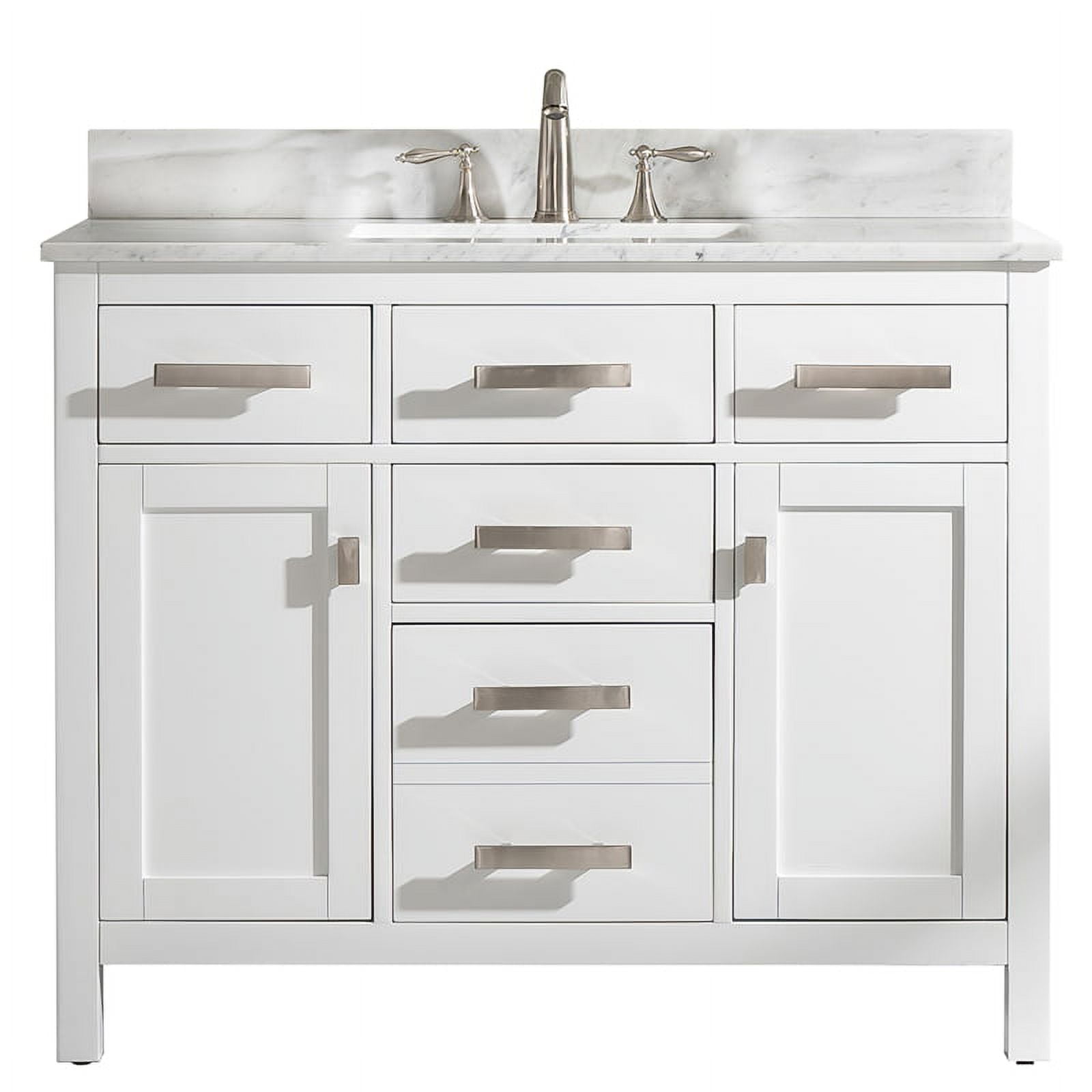 30.45 cu. ft. Valentino Bath Vanity with Carrara Marble Vanity Top & Basin, White