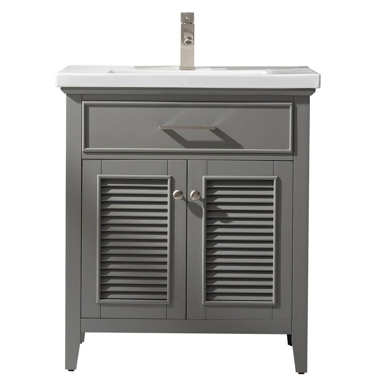 S09-30-GY 13.33 cu. ft. Cameron Bath Vanity with Porcelain Vanity Top & White Basin, Gray -  Design Element