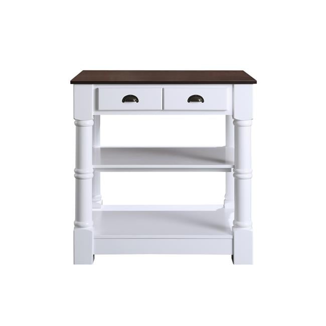 28.22 cu. ft. 36 in. Monterey Kitchen Island with Dark Walnut Veneered Wood Countertop, White
