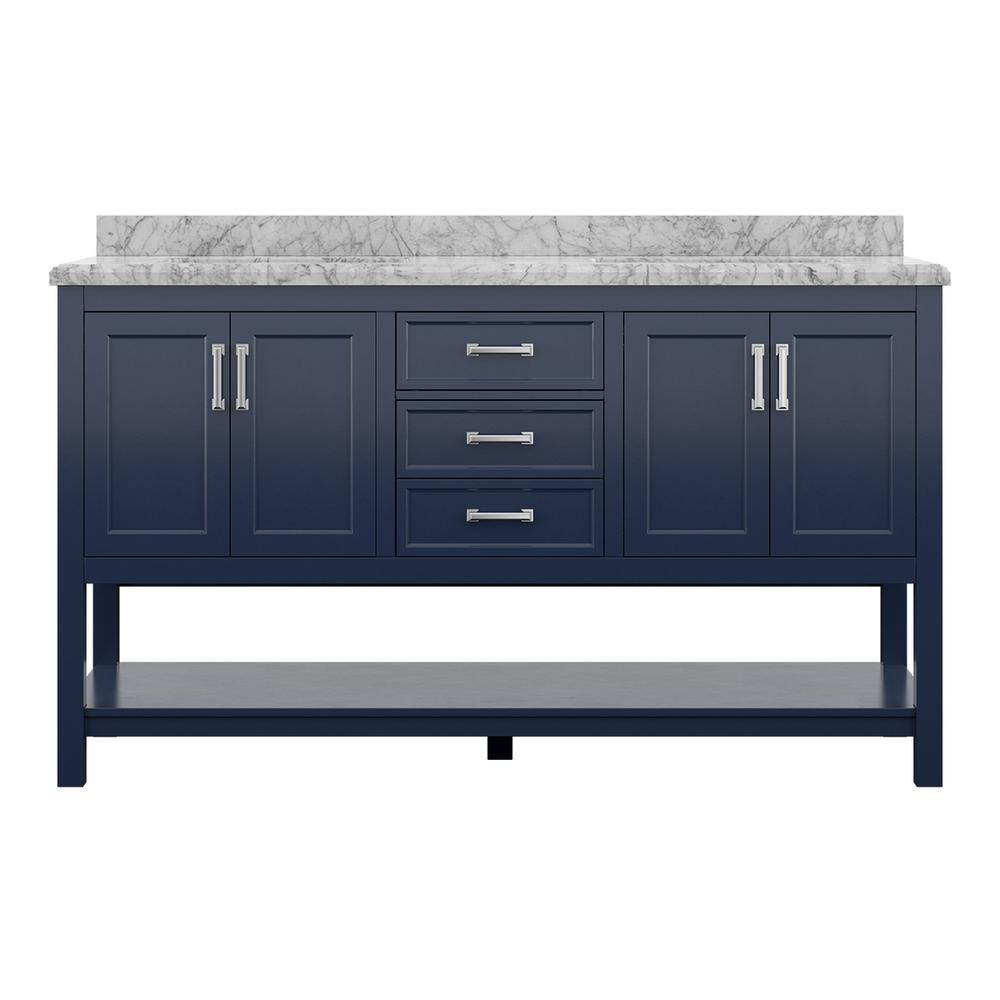 AF-49-BLU 49 in. Affinity Bath Vanity with Carrara White Marble Top - Blue