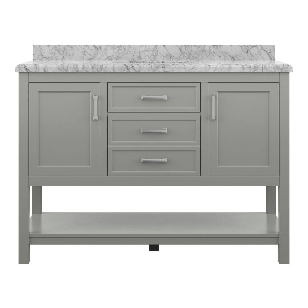 AF-37-GRY 37 in. Affinity Bath Vanity with Carrara White Marble Top - Gray