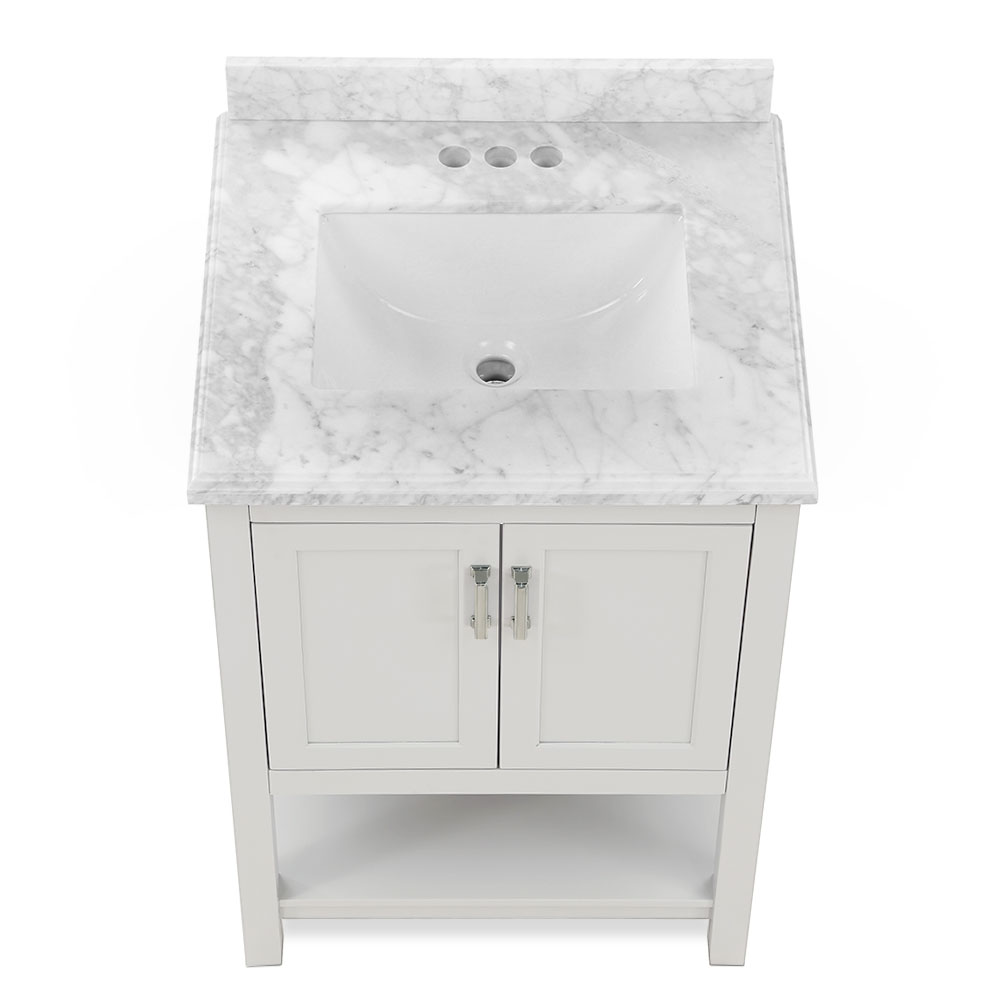 AF-61-GRY 61 in. Affinity Modern Carrara Marble Countertop Bathroom Vanity - Gray