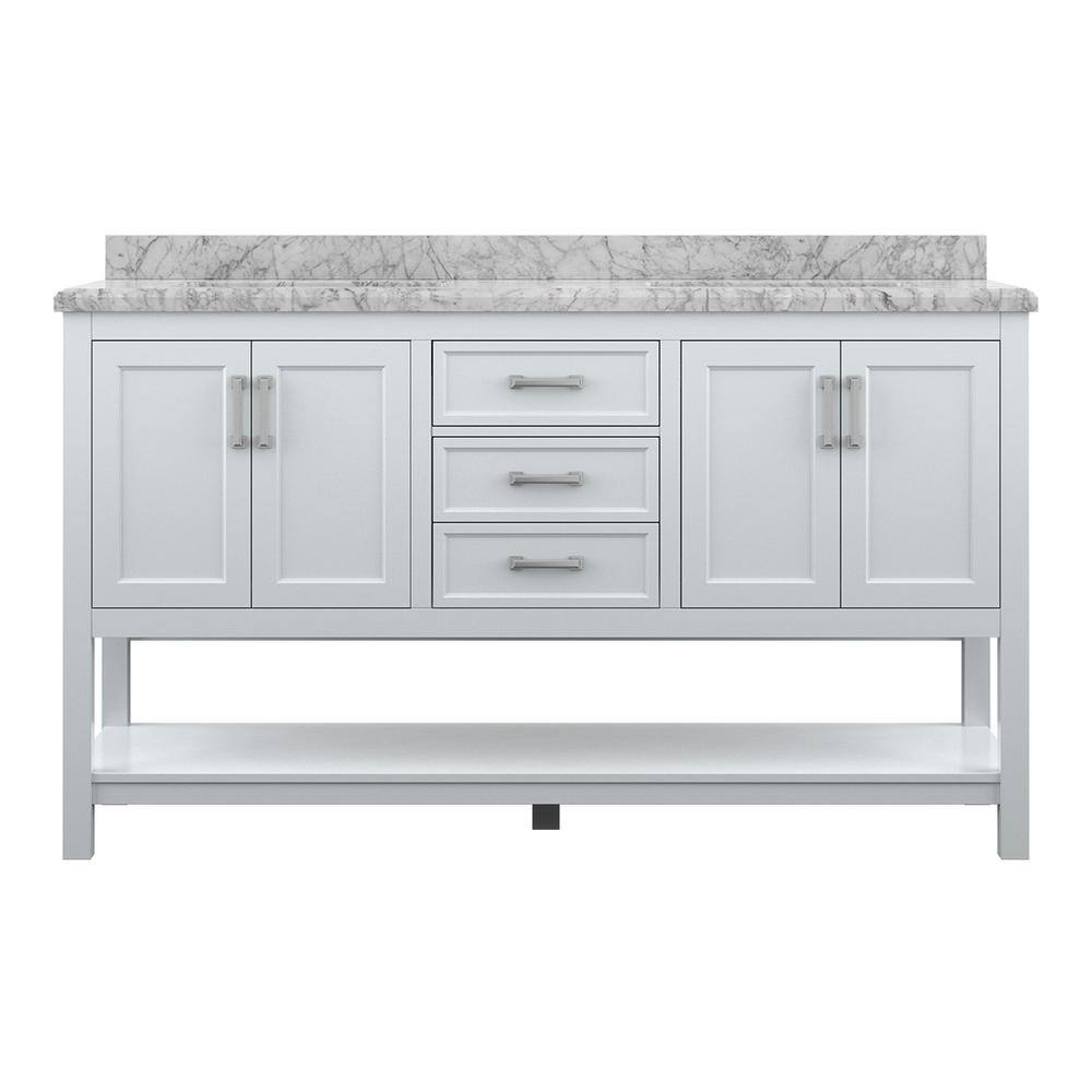 Affinity Single Sink Vanity - White & Gray - 49 in. - Carrara Marble Top