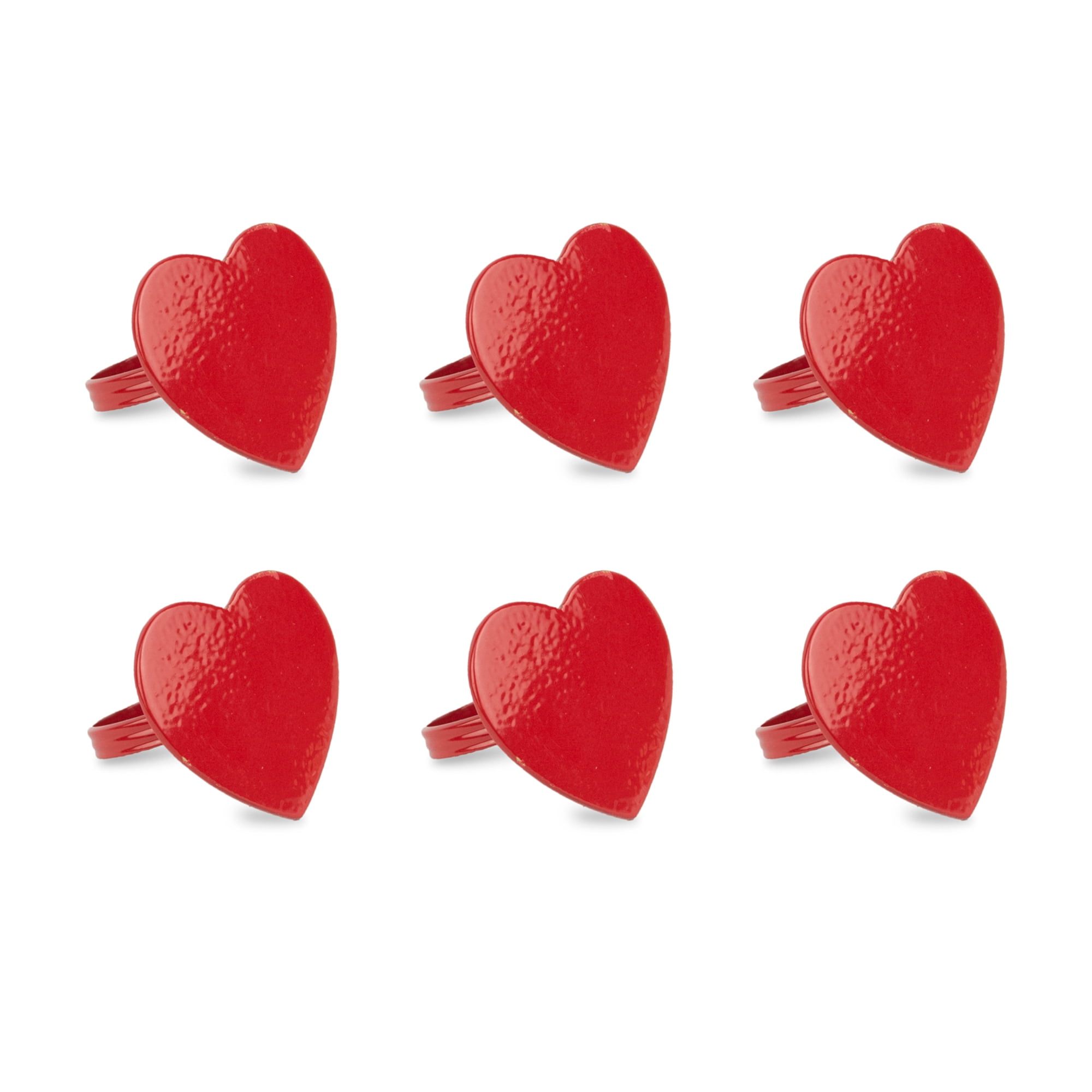 Picture of Design Imports Red Heart Napkin Ring Set of 6