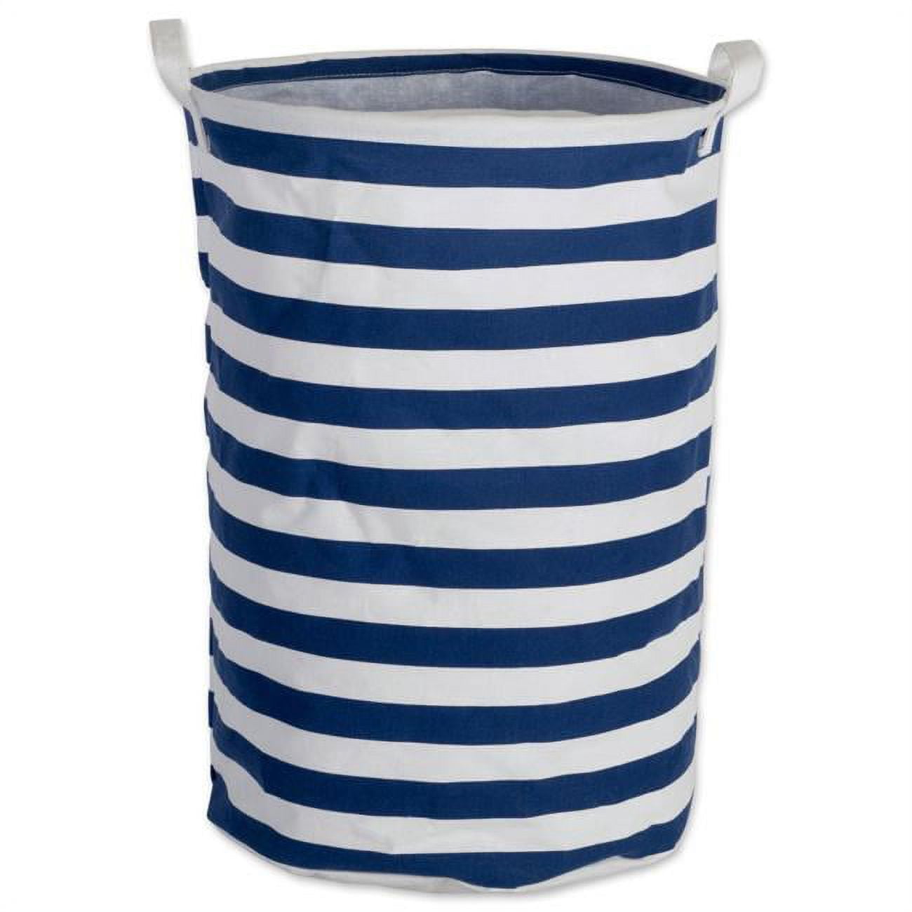 Picture of Design Imports Cotton/Polyester Laundry Hamper Stripe Nautical Blue Round 14X14X20 inch