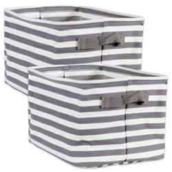 Picture of Design Imports Herringbone Cotton Laundry Bin Stripe French Blue Rectangle Large 16X12.5X9.5 inch Set of 2