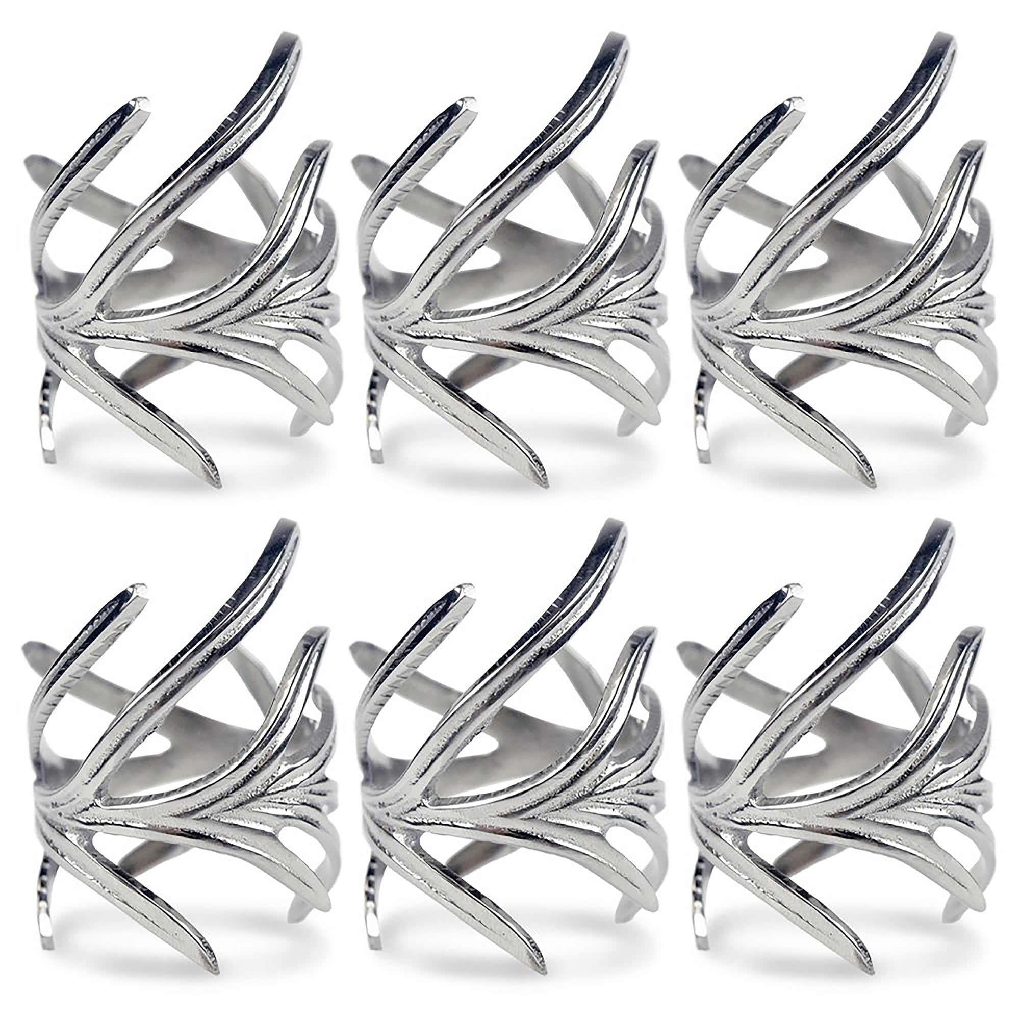 Picture of Design Imports Antique Silver Branch Napkin Ring Set of 6