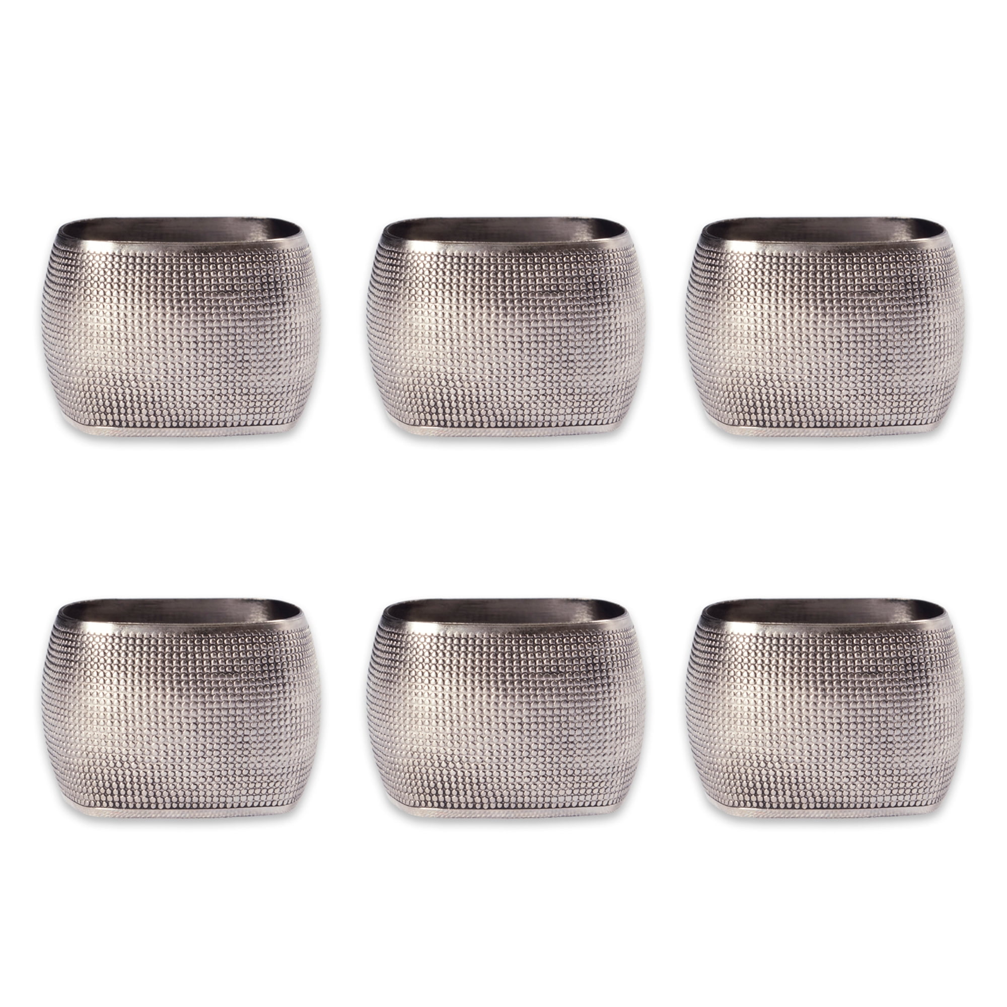 Picture of Design Imports Silver Textured Square Napkin Ring Set of 6