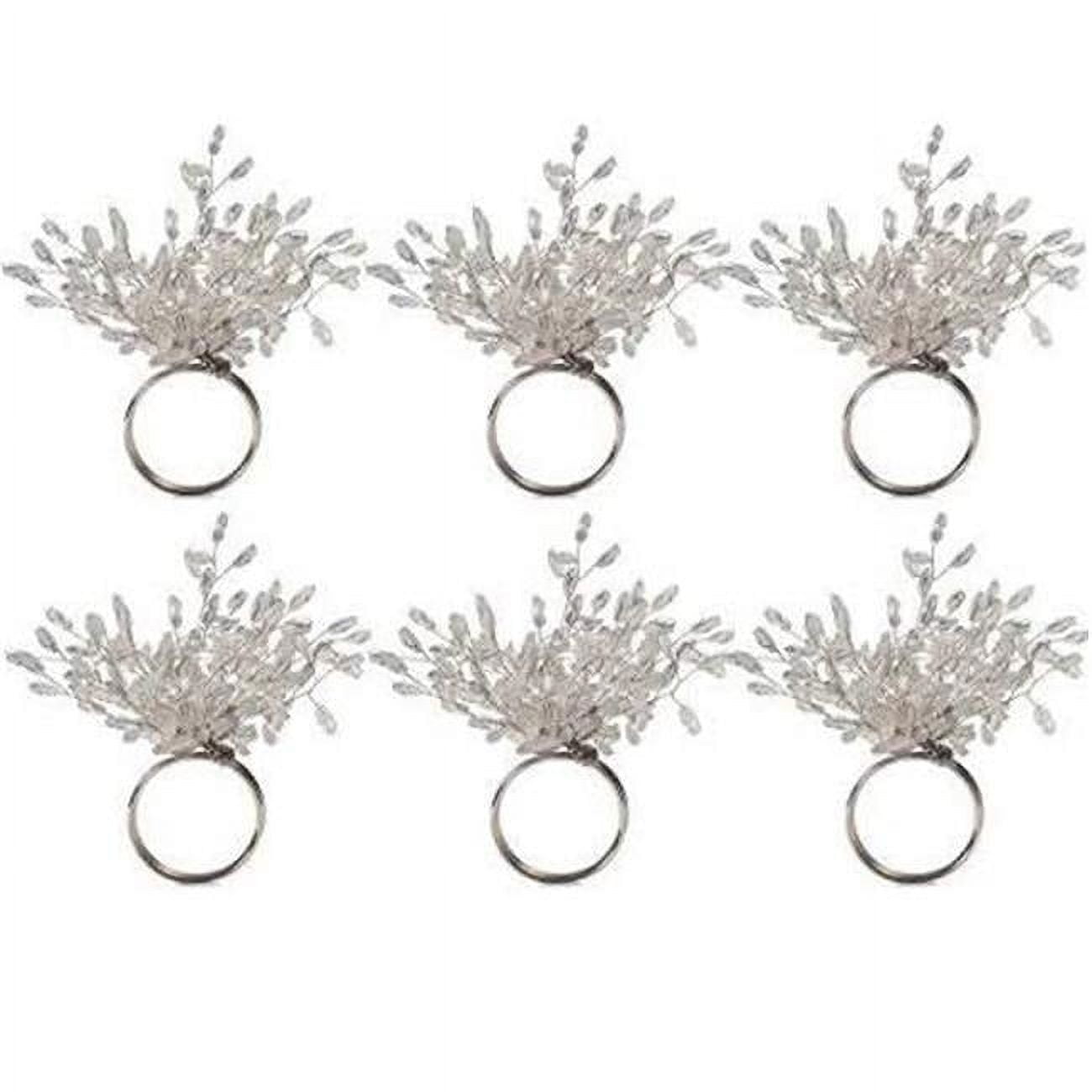 Picture of Design Imports Silver Beaded Burst Napkin Ring Set of 6