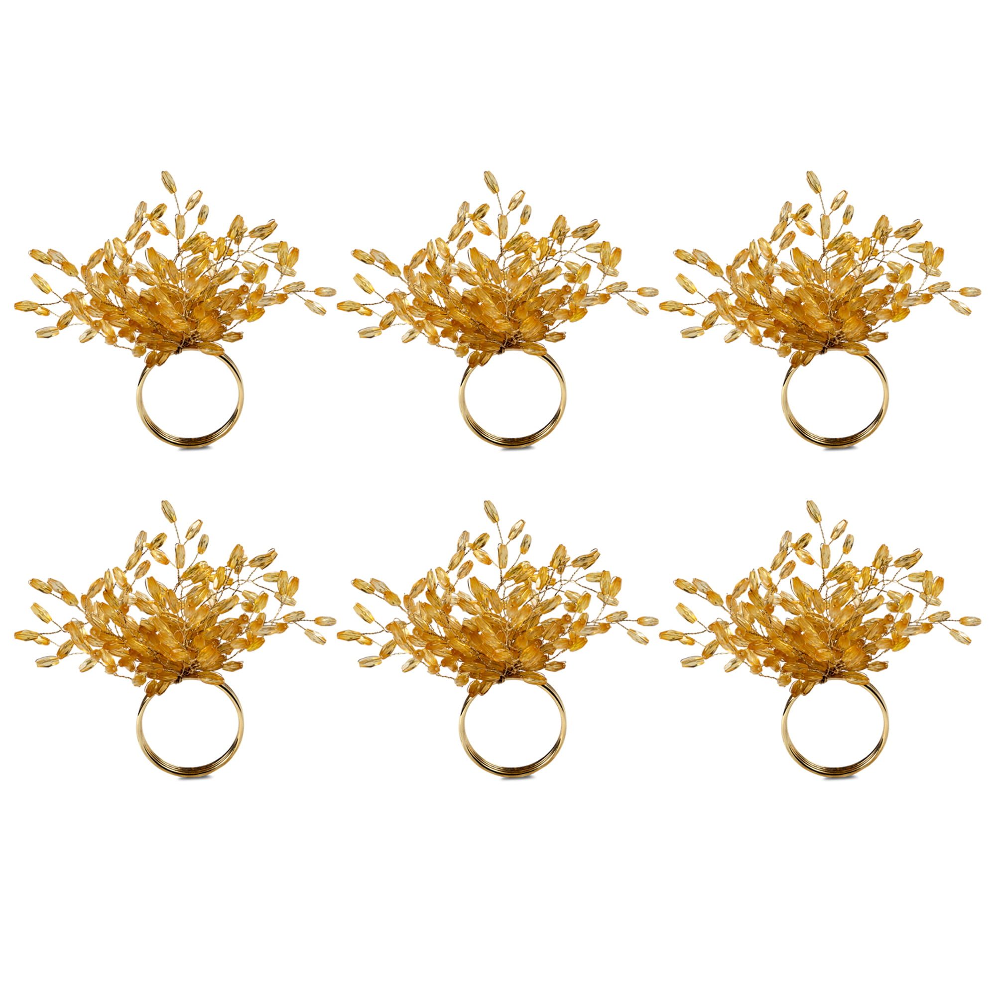 Picture of Design Imports Gold Beaded Burst Napkin Ring Set of 6