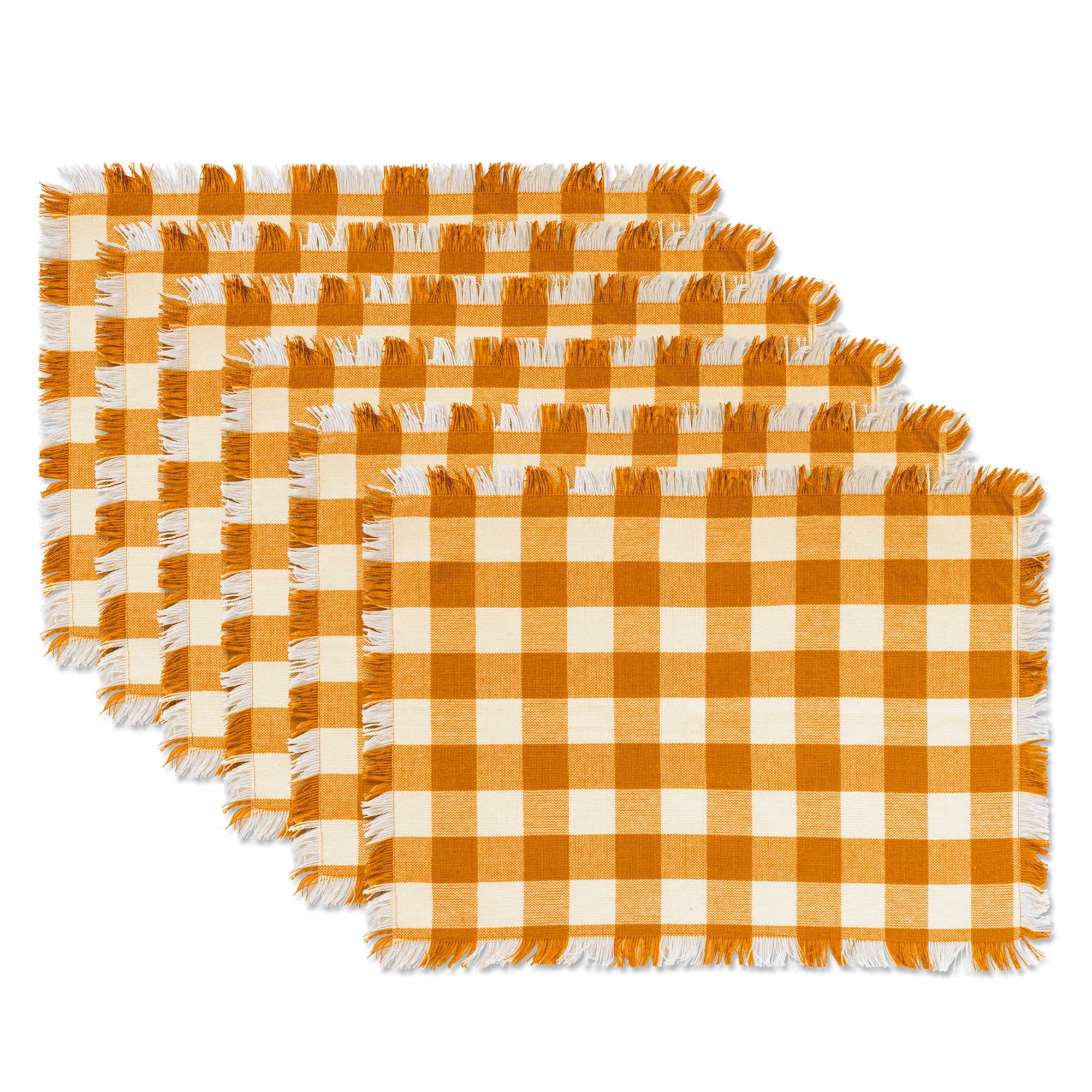 Picture of Design Imports CAMZ37572 13 x 19 in. Pumpkin Spice Heavyweight Check Fringed Placemat - Set of 6