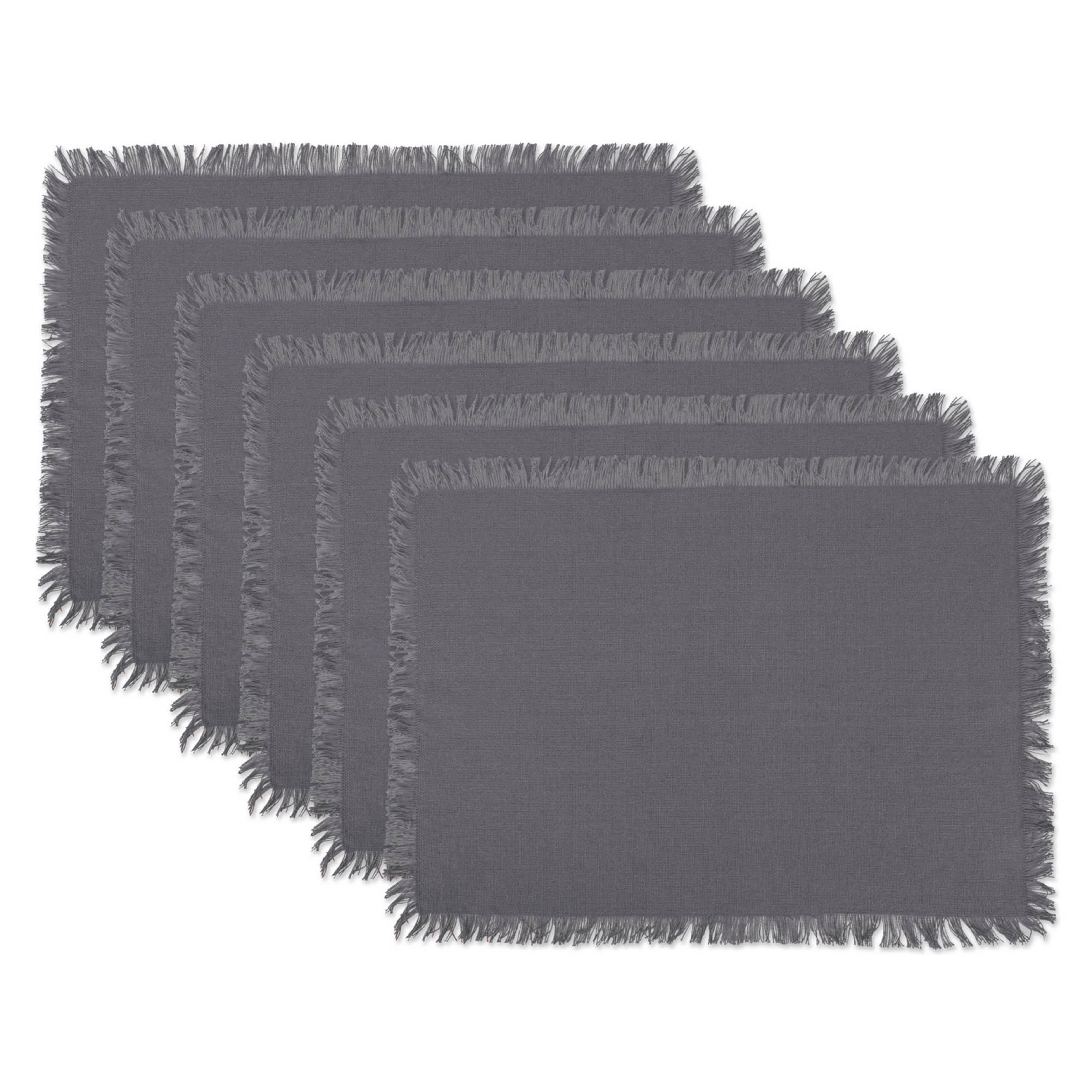 Picture of Design Imports CAMZ37573 13 x 19 in. Solid Gray Heavyweight Fringed Placemat - Set of 6