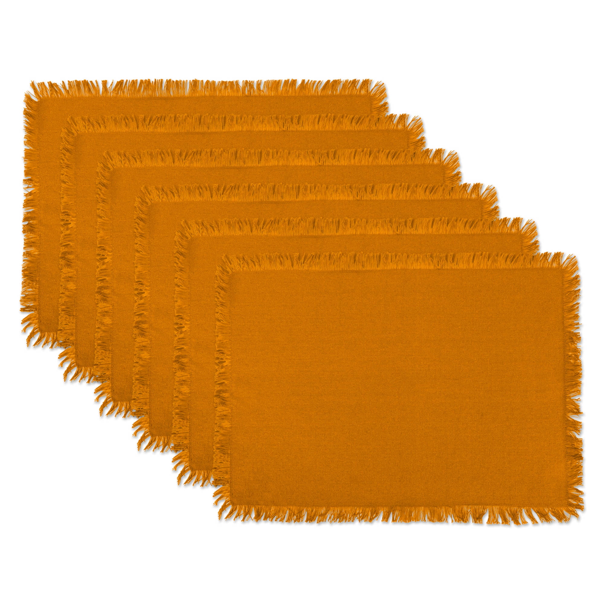 Picture of Design Imports CAMZ37576 13 x 19 in. Solid Pumpkin Spice Heavyweight Fringed Placemat - Set of 6