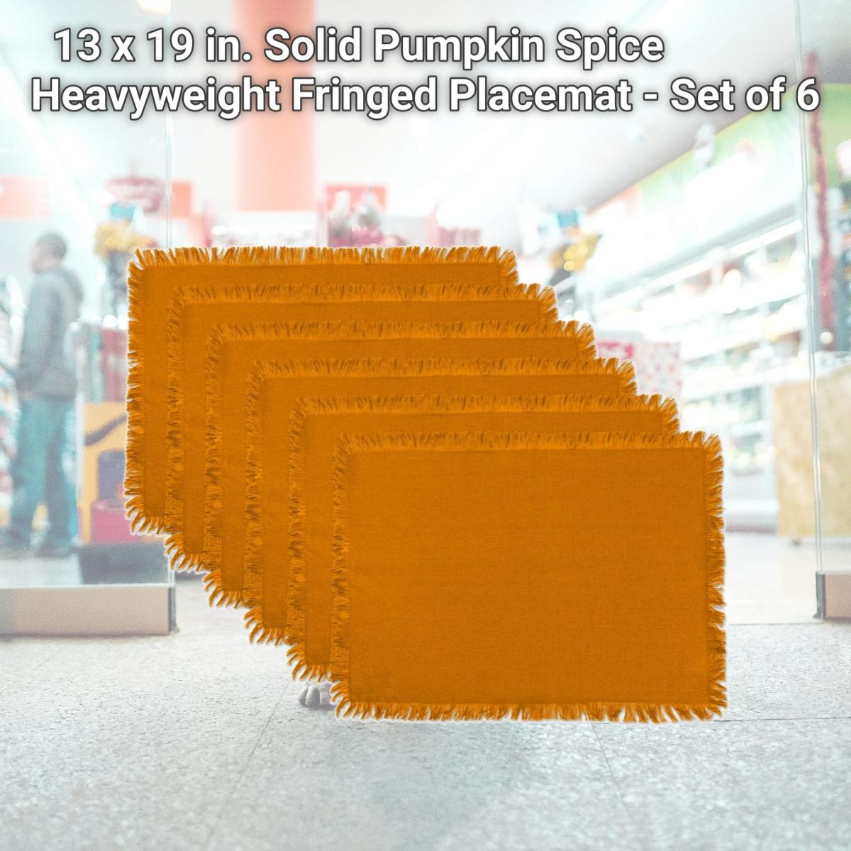 Picture of Design Imports CAMZ37576 13 x 19 in. Solid Pumpkin Spice Heavyweight Fringed Placemat - Set of 6