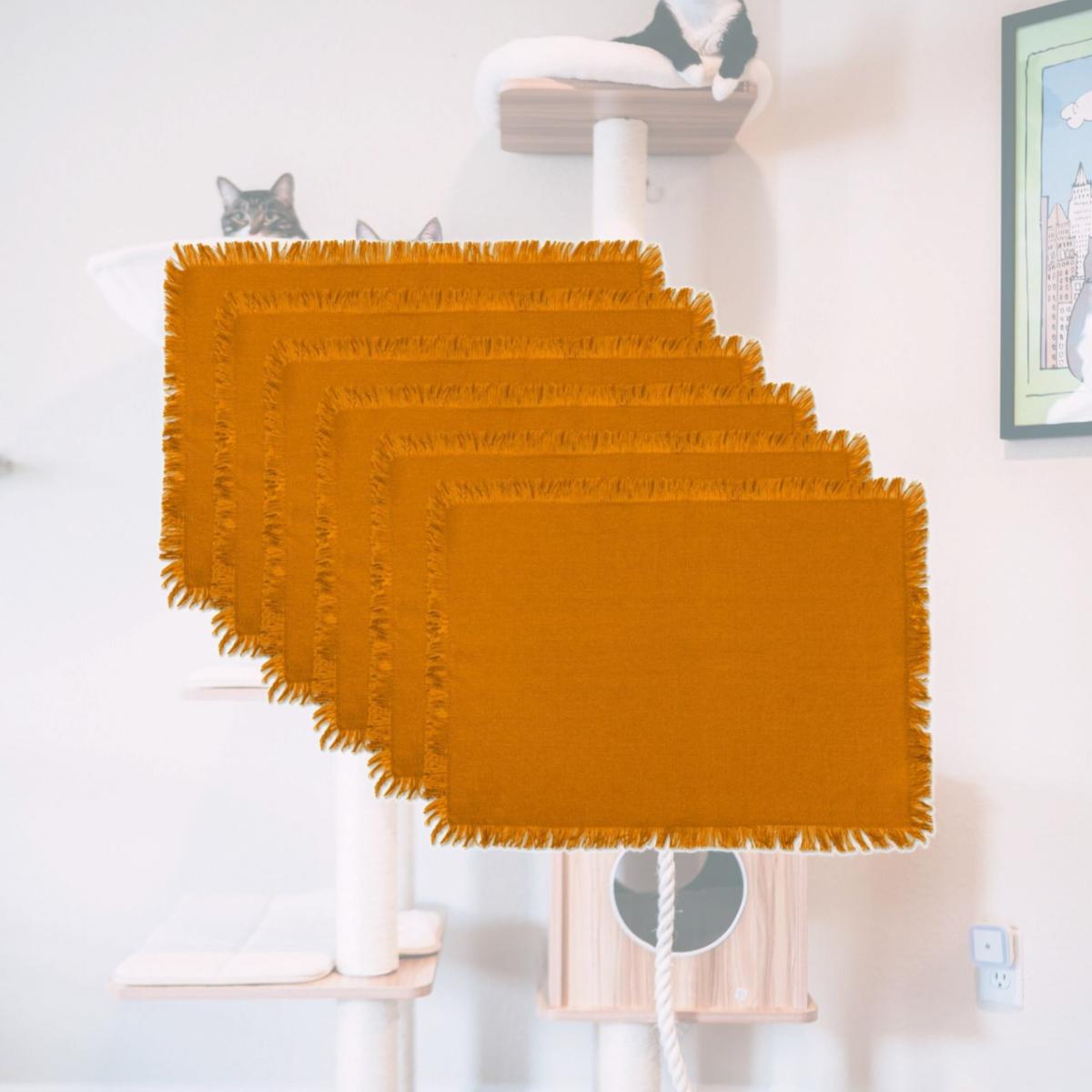Picture of Design Imports CAMZ37576 13 x 19 in. Solid Pumpkin Spice Heavyweight Fringed Placemat - Set of 6