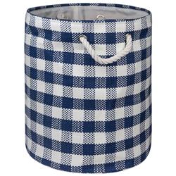 Picture of Design Imports CAMZ10170 Round Paper Bin - Checkers Navy&#44; Large