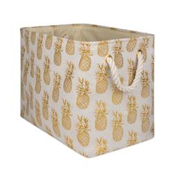 Picture of Design Imports CAMZ10364 Rectangle Polyester Bin - Pineapple Gold&#44; 18 x 12 x 15 in.
