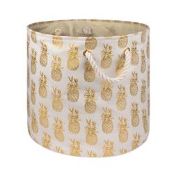Picture of Design Imports CAMZ10367 Round Polyester Bin - Pineapple Gold&#44; Medium
