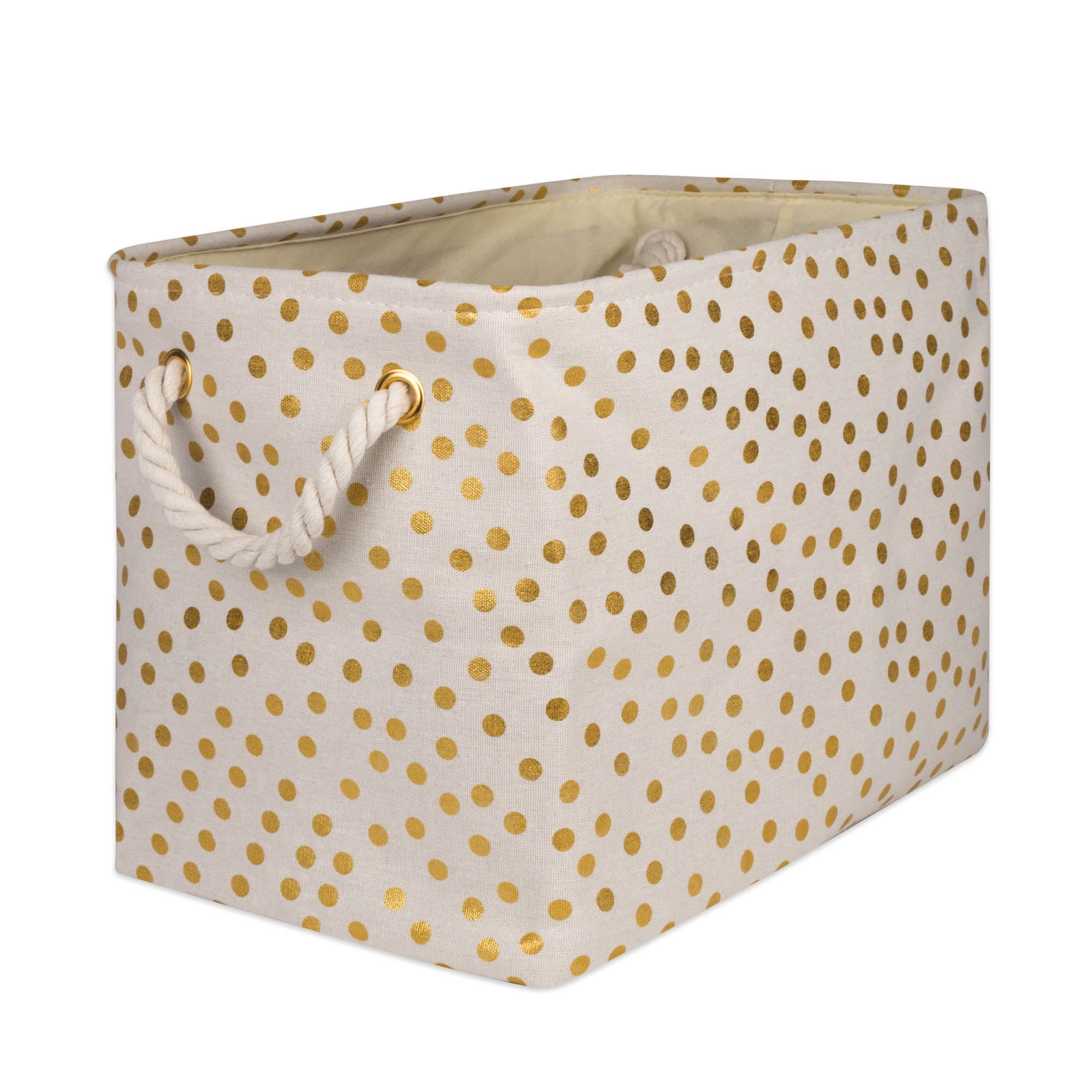 Picture of Design Imports CAMZ10368 Rectangle Polyester Bin - Dots Gold&#44; Large