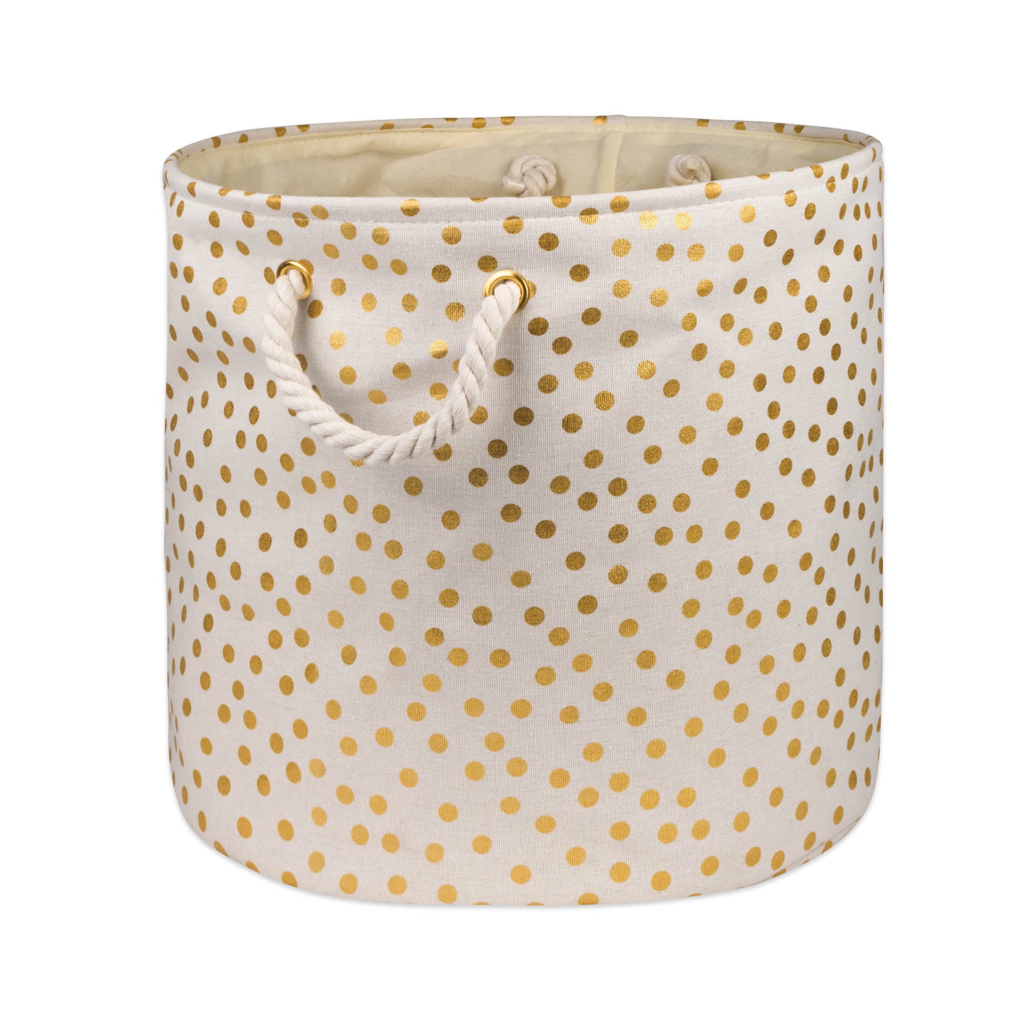 Picture of Design Imports CAMZ10370 Round Polyester Bin - Dots Gold&#44; Large