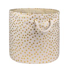 Picture of Design Imports CAMZ10371 Round Polyester Bin - Dots Gold&#44; Medium