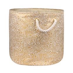 Picture of Design Imports CAMZ10375 Round Polyester Bin - Paisley Gold&#44; Medium