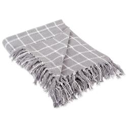 Design Imports CAMZ38500 Grey Checked Plaid Blanket Throw