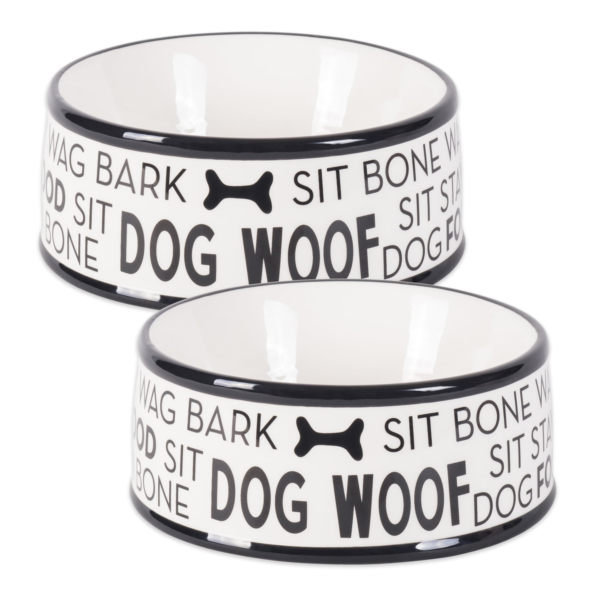 Picture of Design Imports CAMZ10522 Black Dog Text Ceramic Medium Pet Bowl - Set of 2