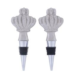 Picture of Design Imports CAMZ10675 Silver Crown Bottle Stopper - Set of 2