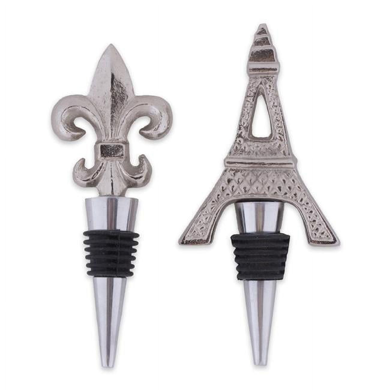 Picture of Design Imports CAMZ10676 Silver Eiffel Tower & Fleur Del Lis Bottle Stopper - Set of 2