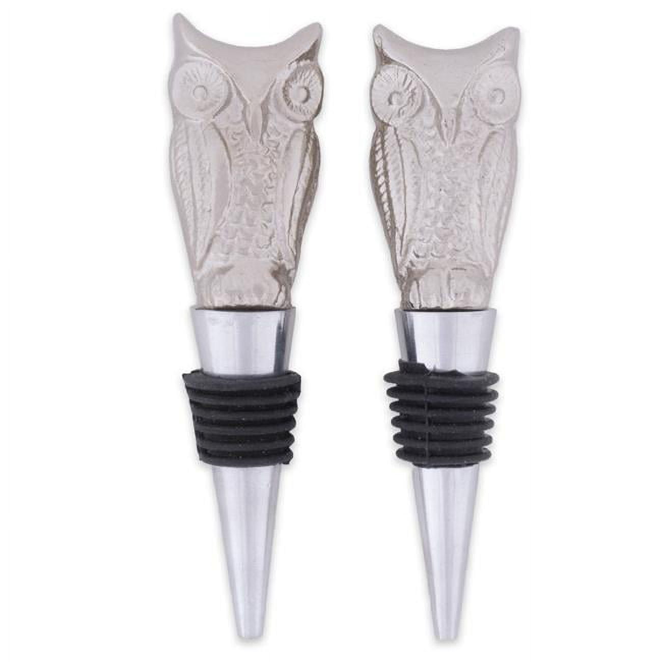 Picture of Design Imports CAMZ10677 Silver Owl Bottle Stopper - Set of 2