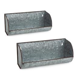 Picture of Design Imports Z02276 Galvanized Metal Wall Mounted Farmhouse Trough Shelf - Set of 2