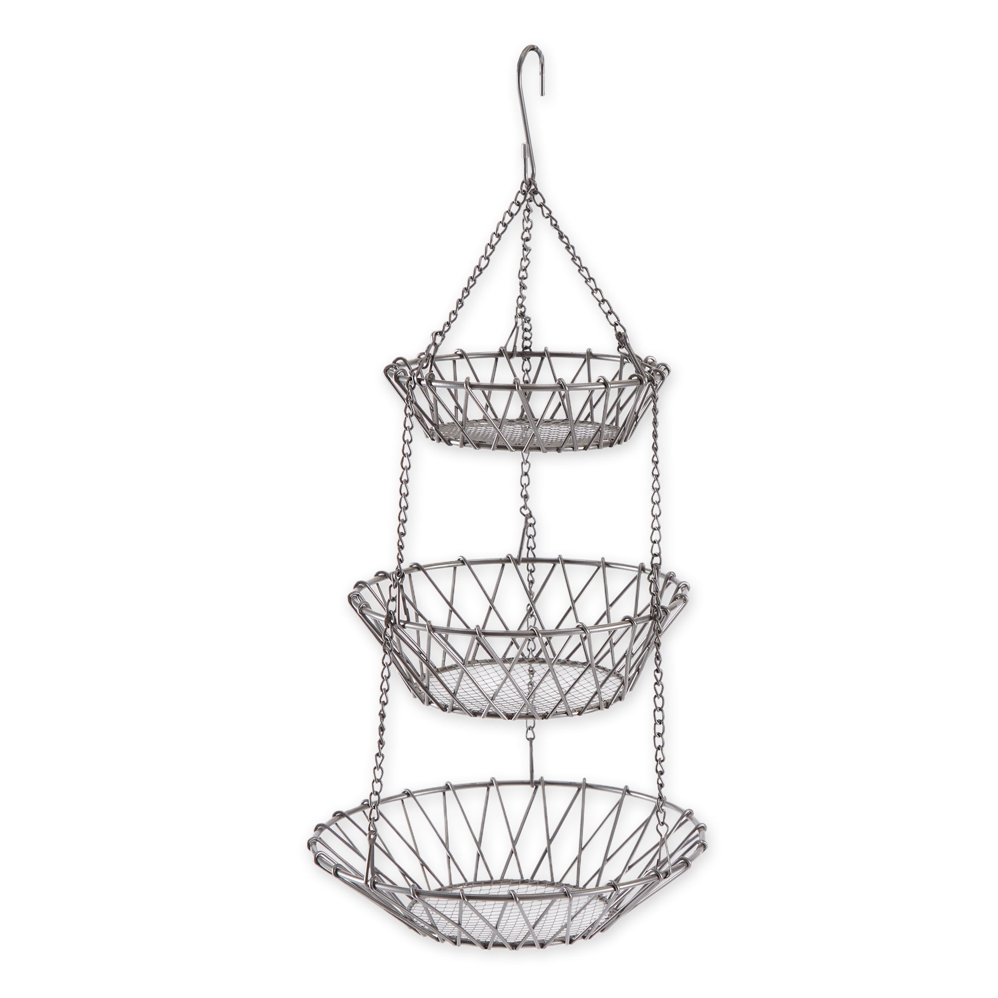 Picture of Design Imports CBBB01331 Satin Nickel 3 Tier Hanging Fruit Basket