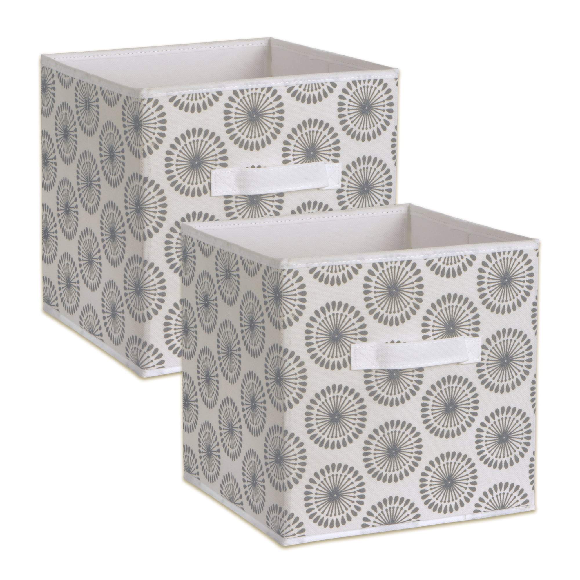 Design Imports CAMZ35077 11 x 11 x 11 in. Nonwoven Starburst Square Polyester Storage Cube, Grey - Set of 2