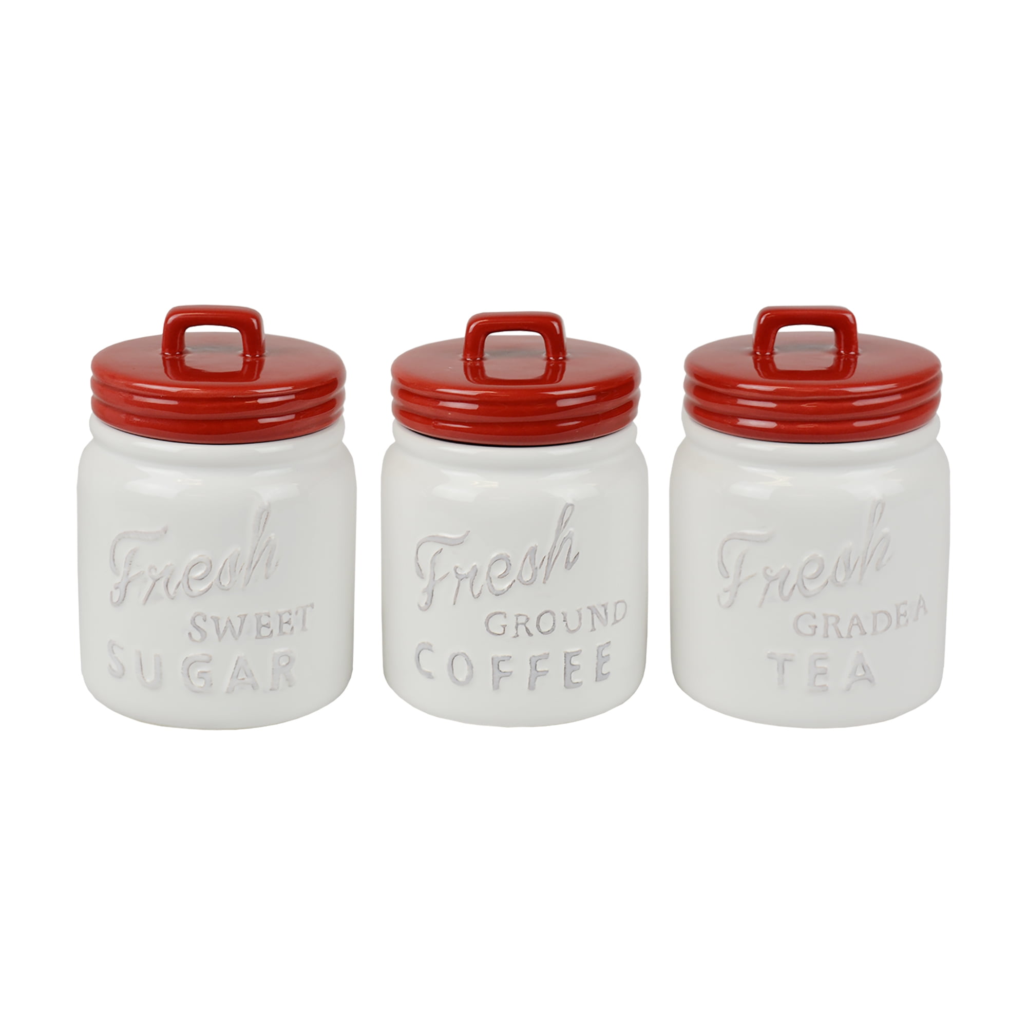 Picture of Design Imports CAMZ35650 Red Ceramic Jar Canister - Set of 3