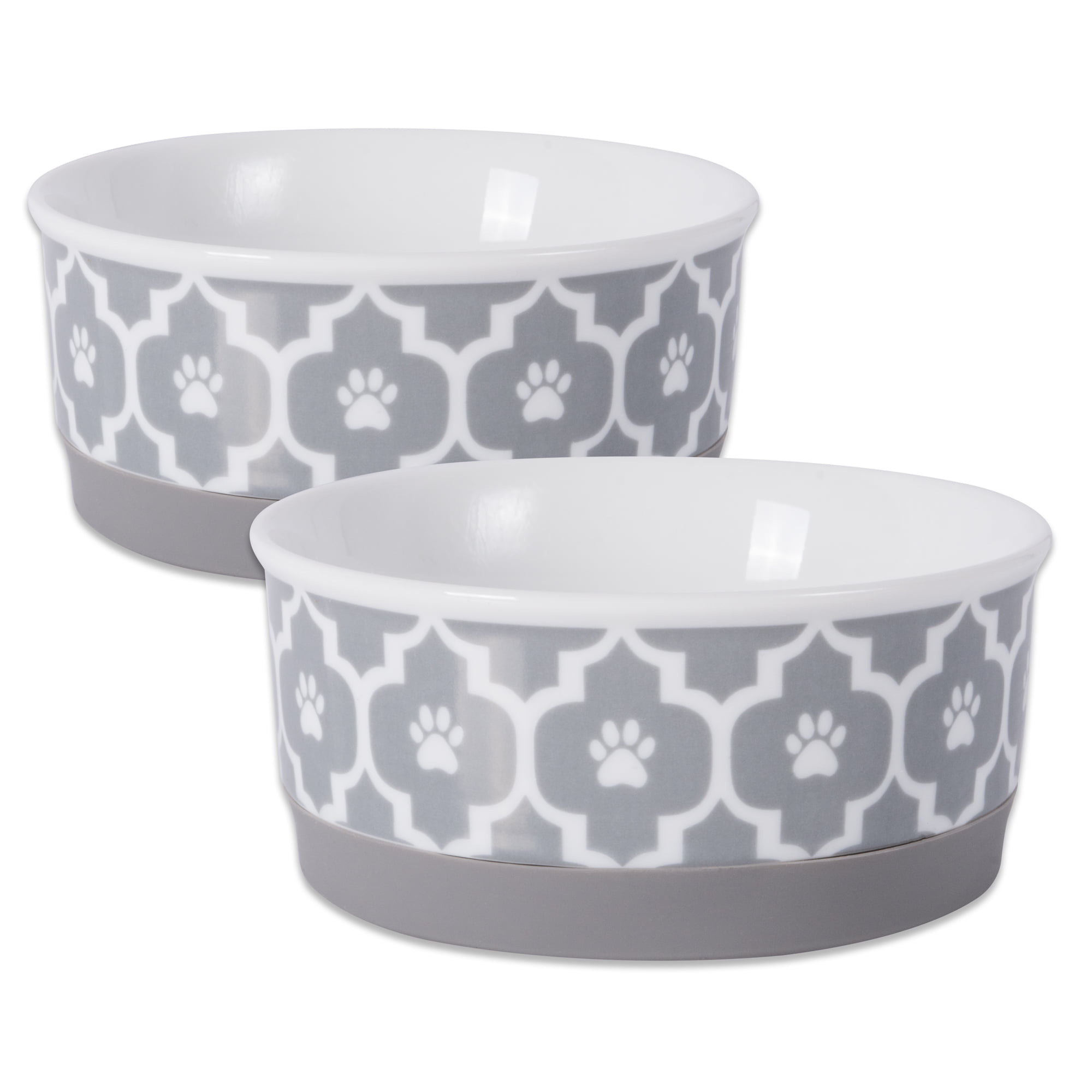 Picture of Design Imports CAMZ37236 4.25 x 2 in. Lattice Pet Bowl, Grey - Small - Set of 2
