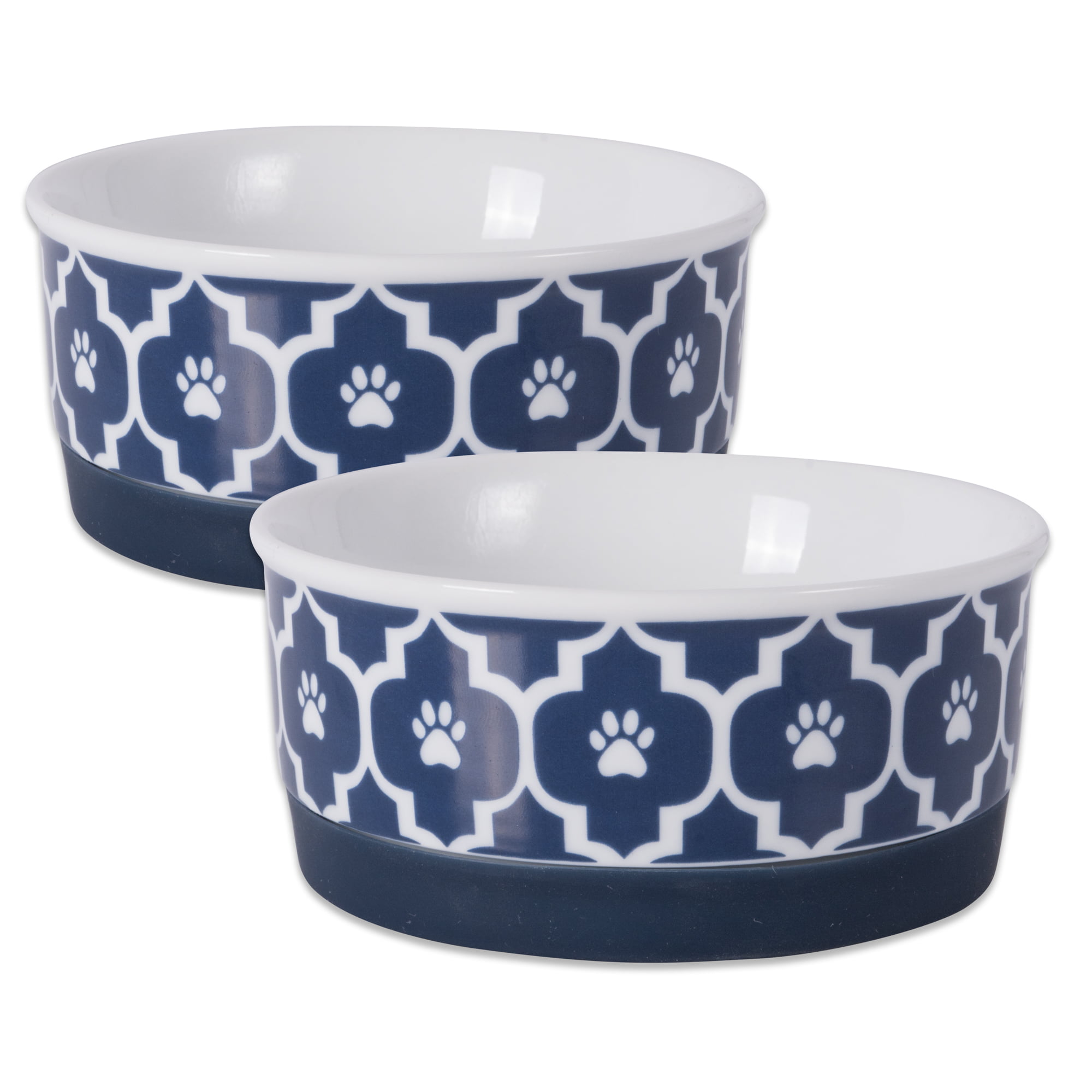 Picture of Design Imports CAMZ37239 4.25 x 2 in. Lattice Pet Bowl, Nautical Blue - Small - Set of 2