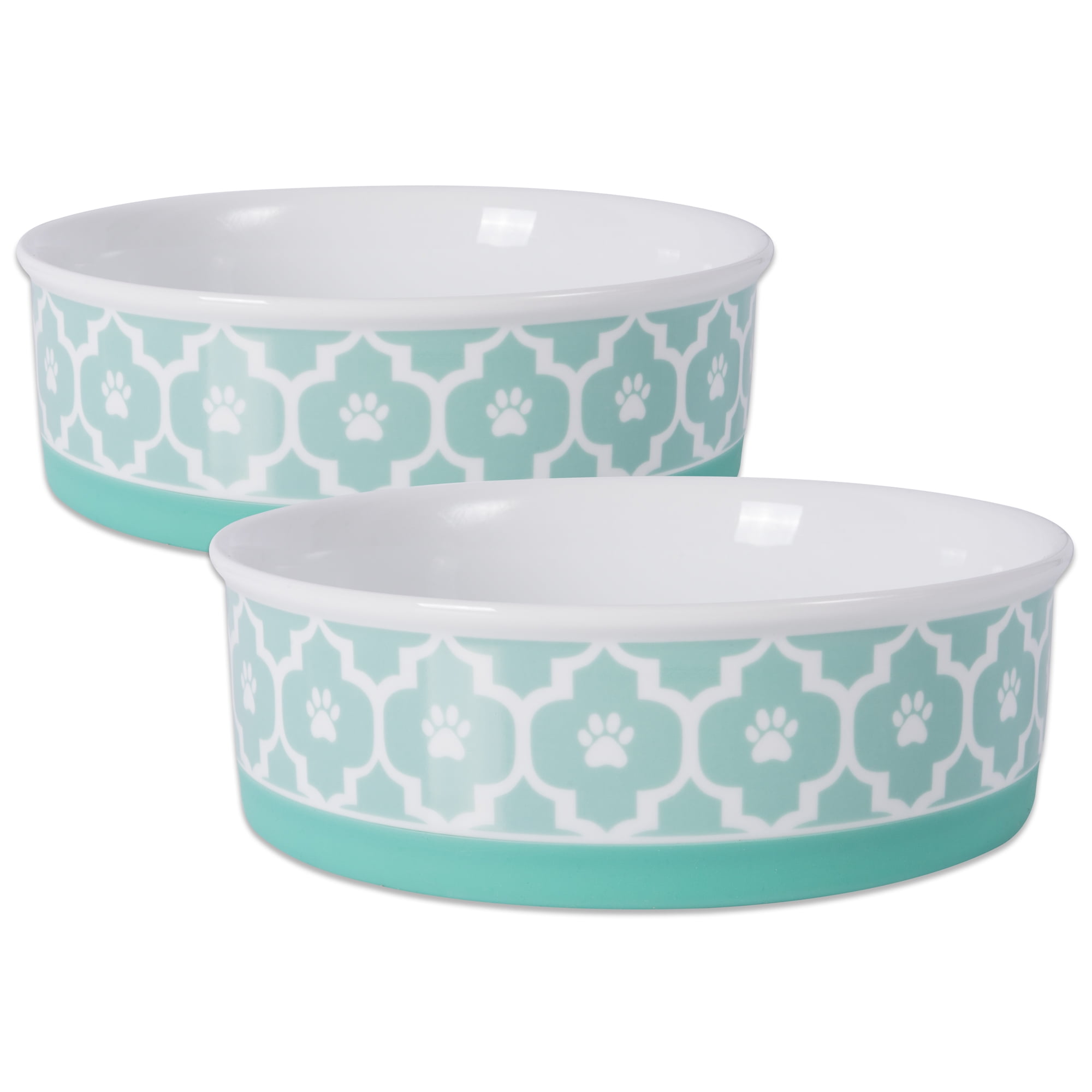 Picture of Design Imports CAMZ37244 7.5 x 2.4 in. Lattice Pet Bowl, Aqua - Large - Set of 2