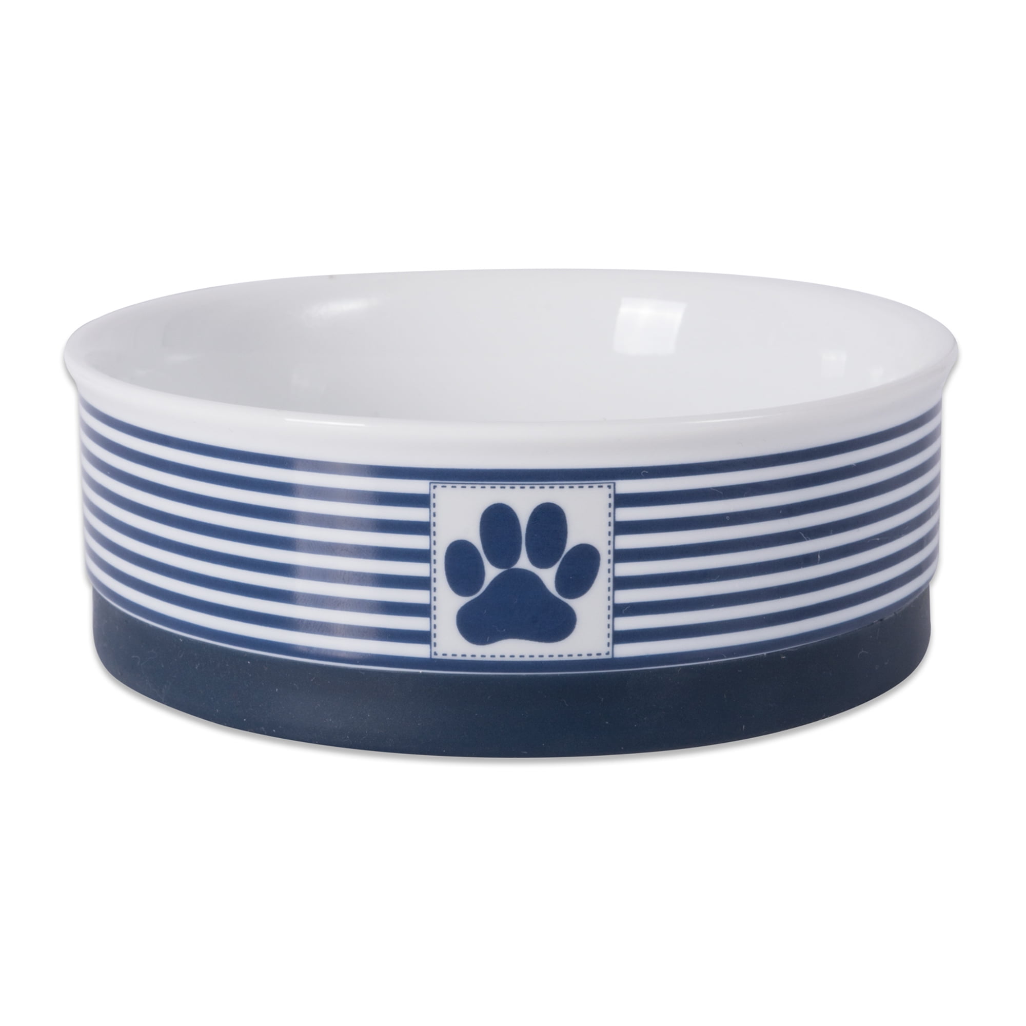 Picture of Design Imports CAMZ37264 6 x 2 in. Paw Patch Stripe Pet Bowl, Nautical Blue - Medium