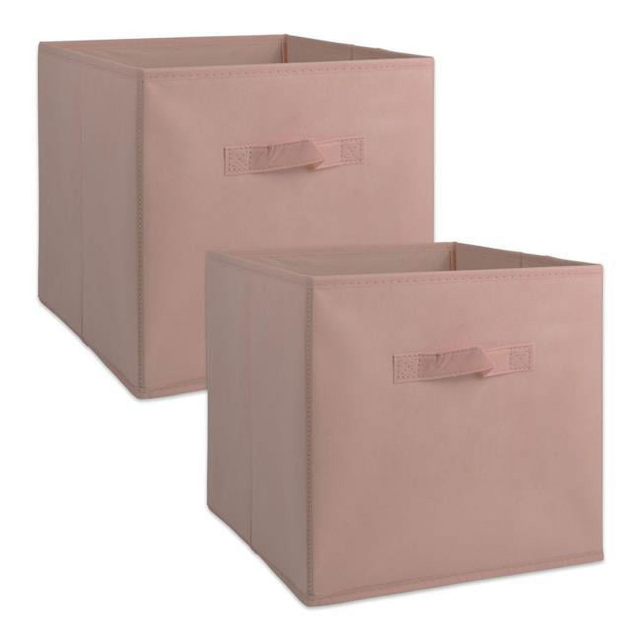 Design Imports CAMZ38924 11 x 11 x 11 in. Nonwoven Pp Solid Square Storage Cube, Millennial Pink - Set of 2