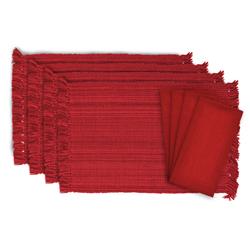 Picture of Design Imports CAMZ76094 Variegated Red Fringe Placemat & Napkin - Set of 8