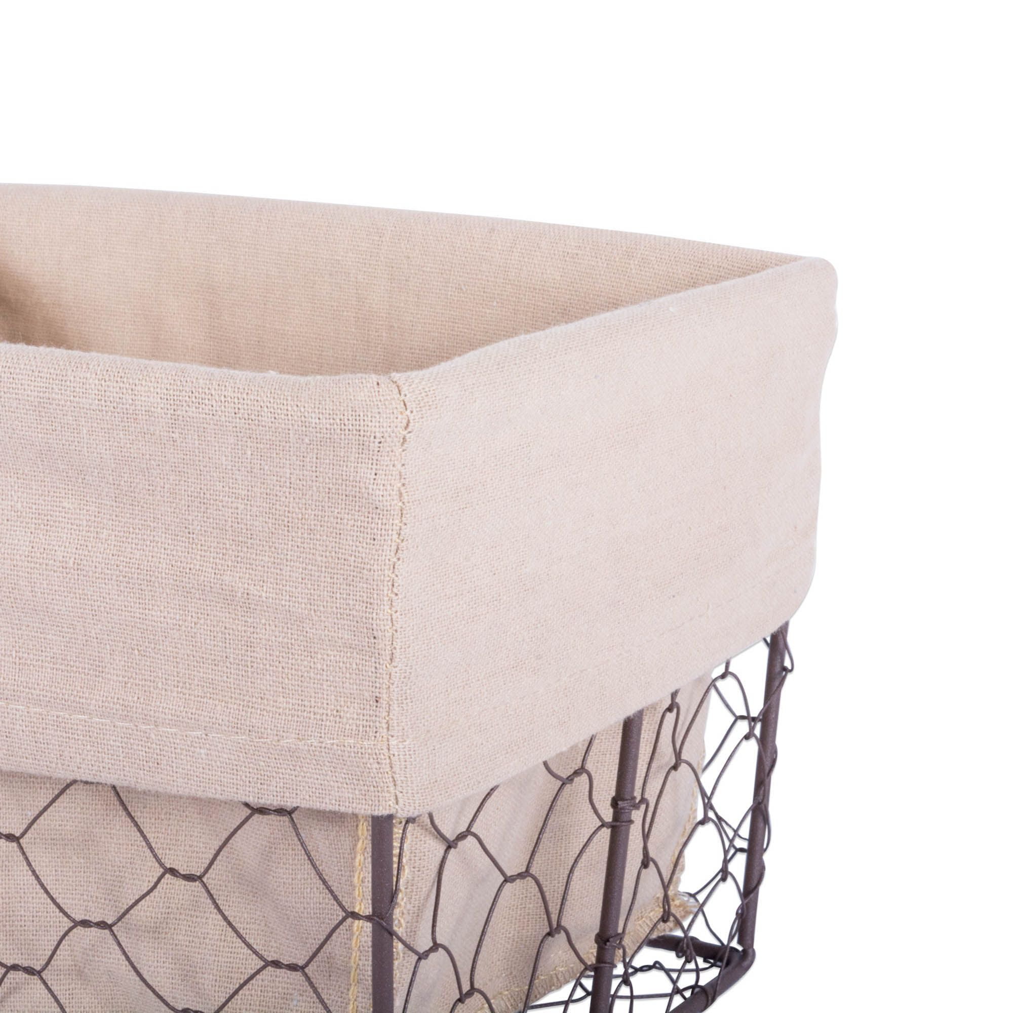 Design Imports Z01359 Medium Rustic Bronze Chicken Wire Natural Liner Basket - Set of 2