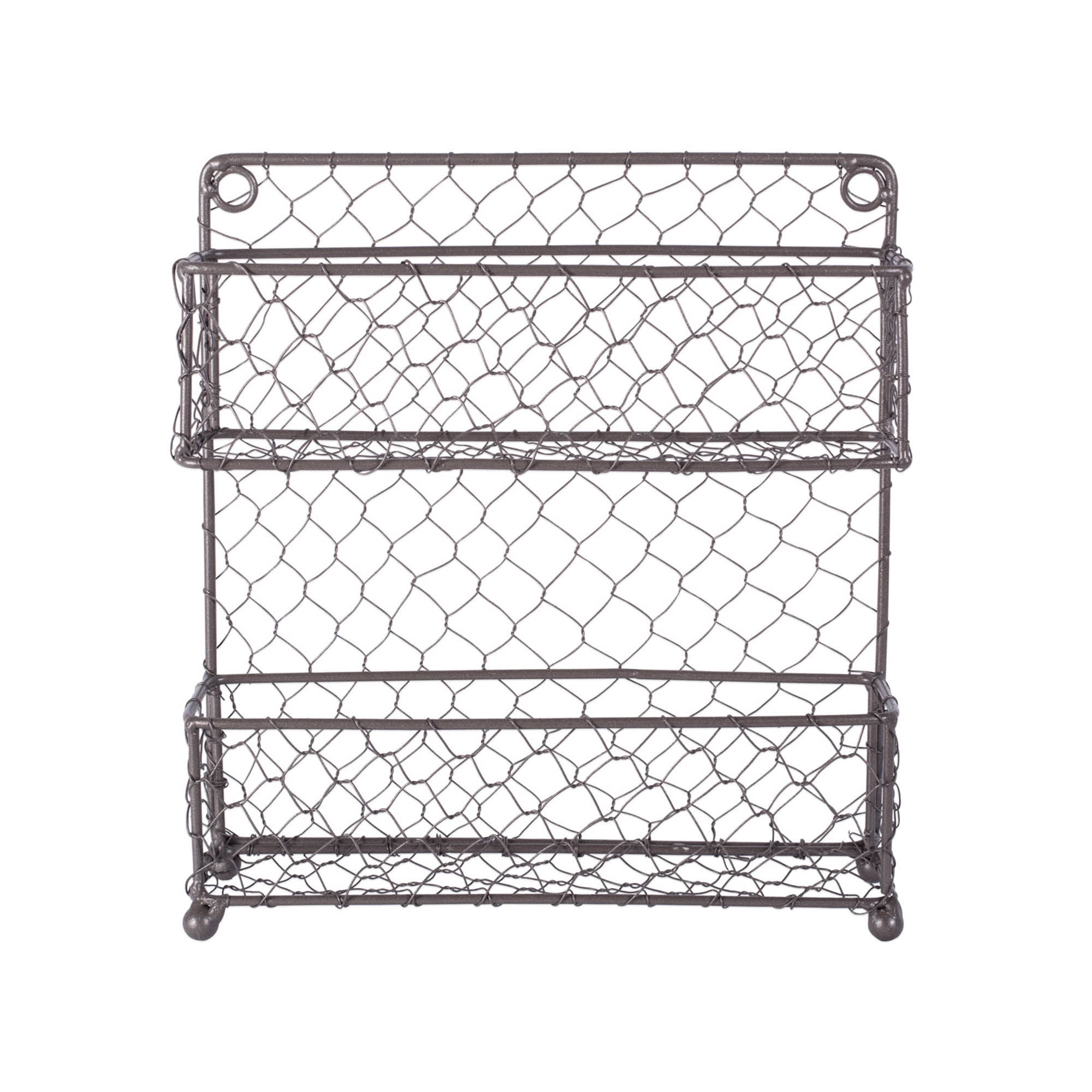 Picture of Design Imports Z01446 Vintage Grey 2 Tier Chicken Wire Spice Rack