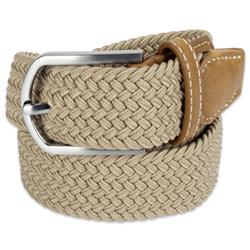 Picture of Design Imports Z01497 Men Braided Elastic Woven Belt&#44; Khaki - Small