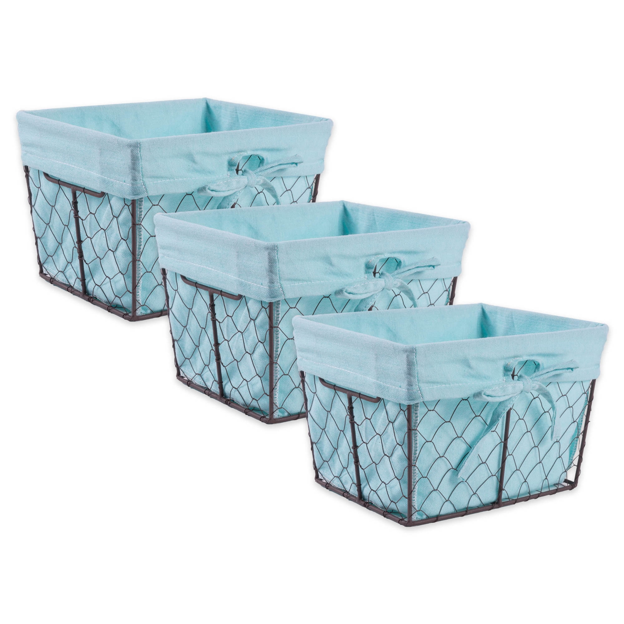 Design Imports Z01537 Small Rustic Bronze Chicken Wire Aqua Liner Basket - Set of 3