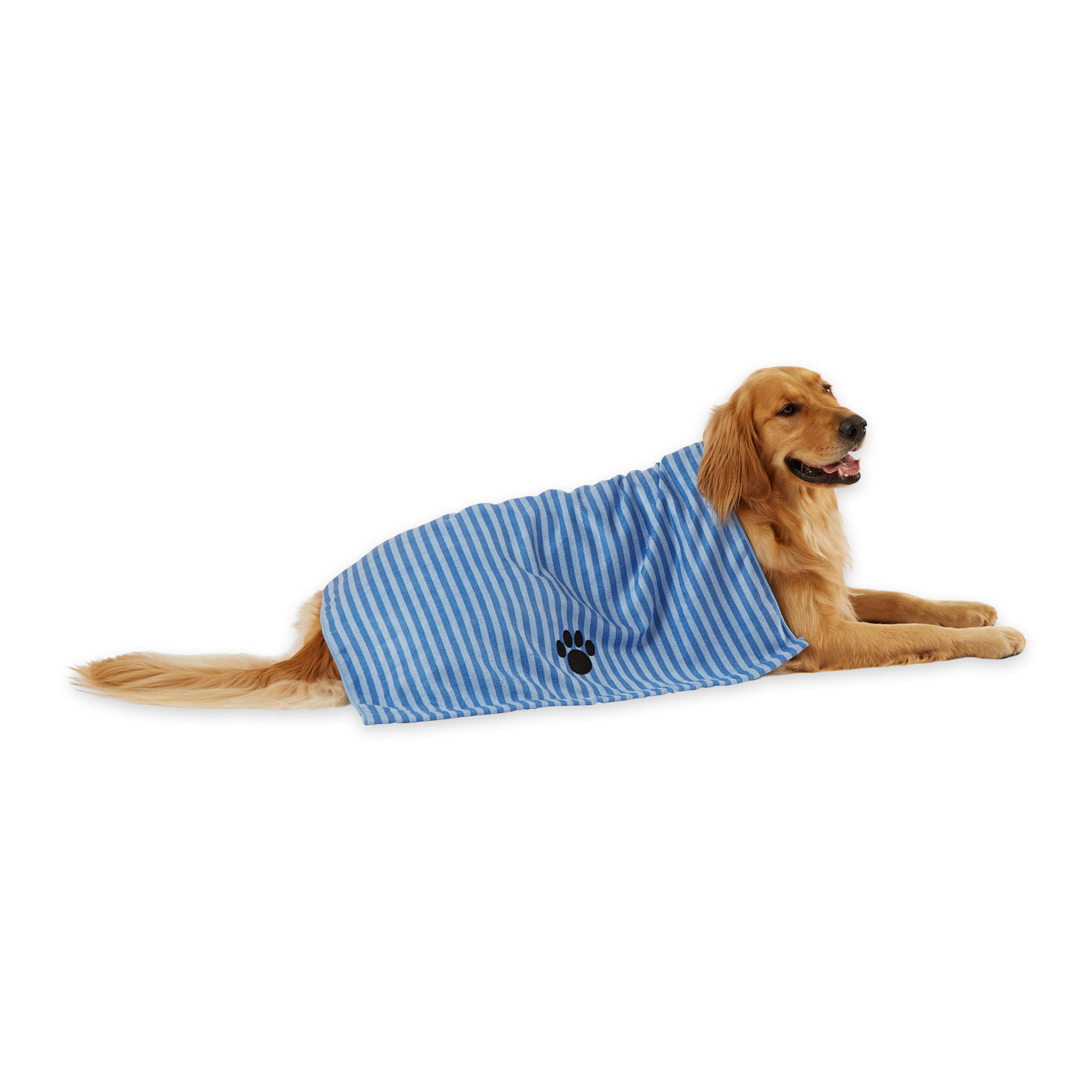 Picture of Design Imports CAMZ36570 Blue Stripe Embroidered Paw Pet Towel